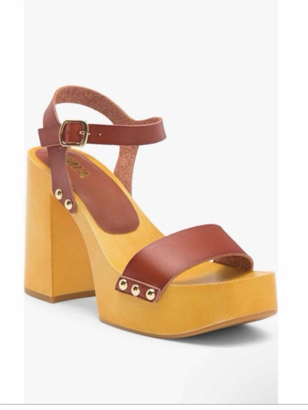 MIA Women’s Nordstrom Brown Leather Platform Block Heel Sandal
